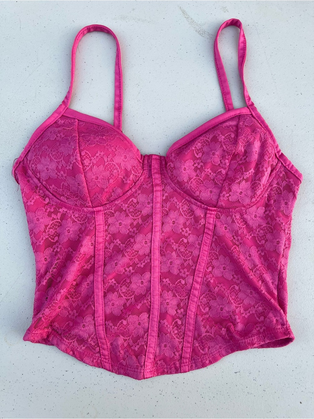No Boundaries Hot Pink Lace Bustier Tank